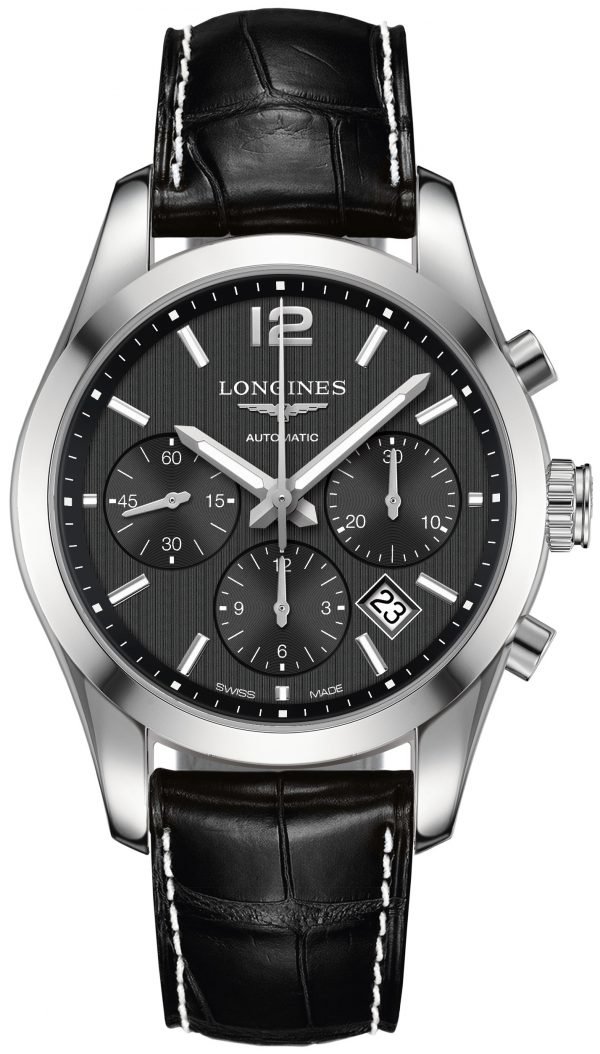 Longines Conquest L2.786.4.56.5 Kello Musta / Nahka