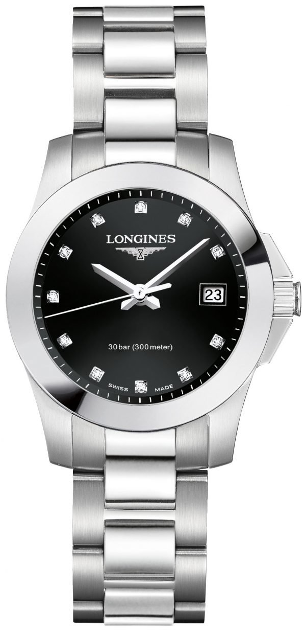 Longines Conquest L3.376.4.57.6 Kello Musta / Teräs