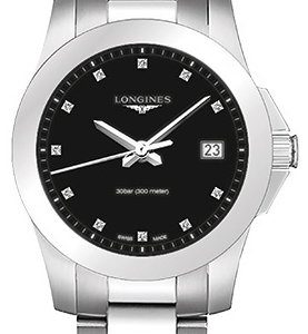 Longines Conquest L3.377.4.57.6 Kello Musta / Teräs