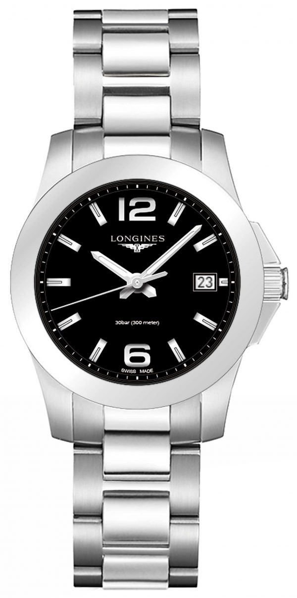 Longines Conquest L3.377.4.58.6 Kello Musta / Teräs