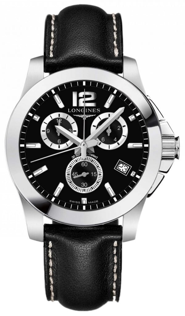 Longines Conquest L3.660.4.56.3 Kello Musta / Nahka