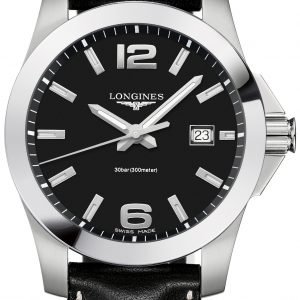 Longines Conquest L3.759.4.58.0 Kello Musta / Nahka