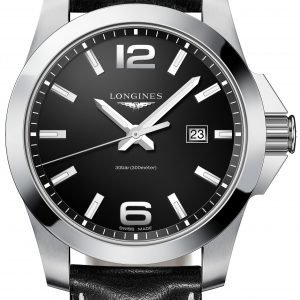 Longines Conquest L3.760.4.56.3 Kello Musta / Nahka