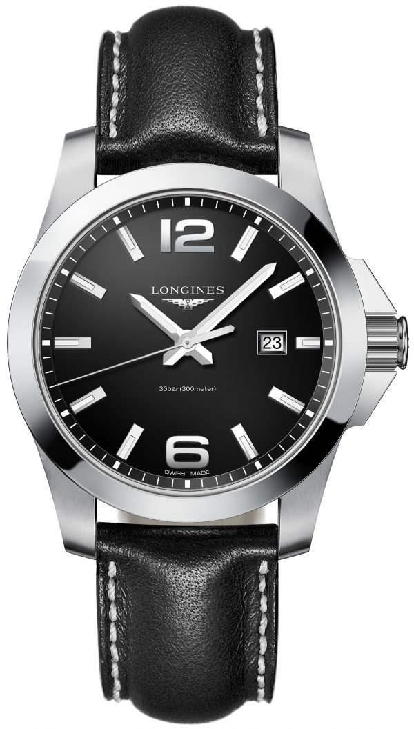 Longines Conquest L3.760.4.56.3 Kello Musta / Nahka