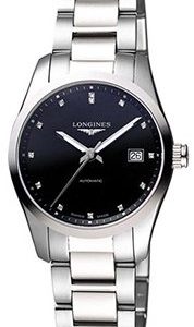 Longines Conquest Ladies L2.285.4.58.6 Kello Musta / Teräs