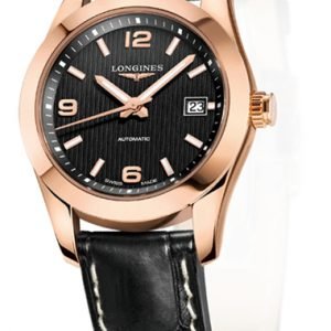 Longines Conquest Ladies L2.285.8.56.3 Kello Musta / Nahka