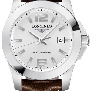 Longines Conquest Ladies L3.376.4.76.5 Kello Hopea / Nahka