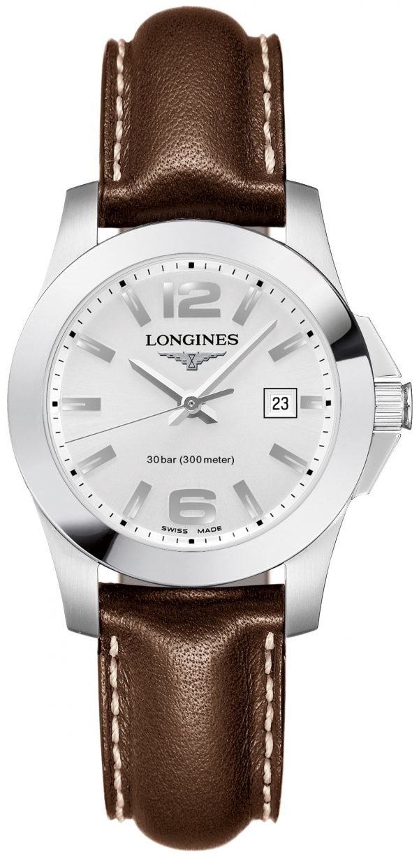 Longines Conquest Ladies L3.376.4.76.5 Kello Hopea / Nahka