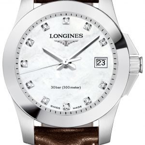 Longines Conquest Ladies L3.376.4.87.5 Kello Valkoinen / Nahka