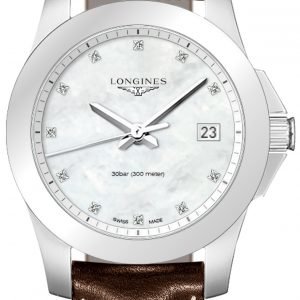 Longines Conquest Ladies L3.377.4.87.5 Kello Valkoinen / Nahka