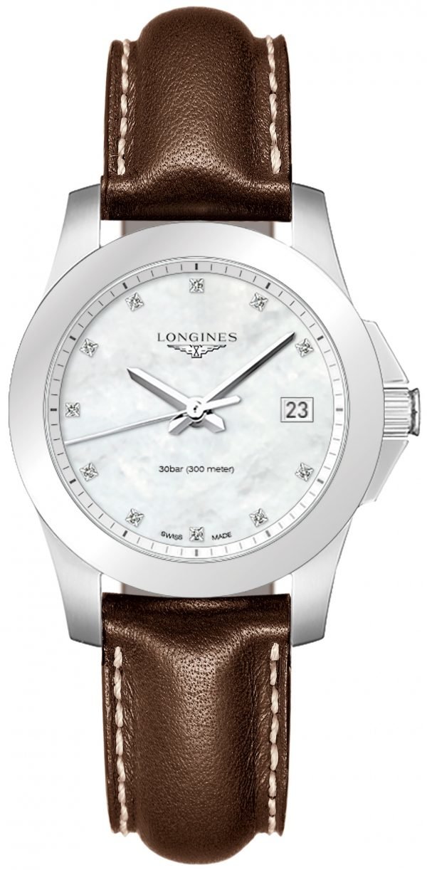 Longines Conquest Ladies L3.377.4.87.5 Kello Valkoinen / Nahka