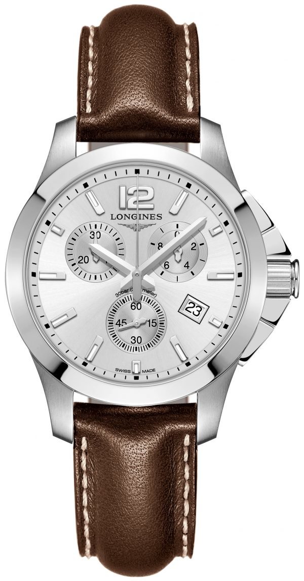 Longines Conquest Ladies L3.379.4.76.5 Kello Hopea / Nahka