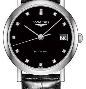 Longines Elegant L4.309.4.57.2 Kello Musta / Nahka