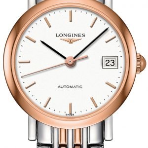 Longines Elegant L4.309.5.12.7 Kello Valkoinen / 18k Punakultaa