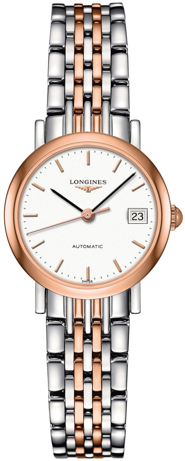 Longines Elegant L4.309.5.12.7 Kello Valkoinen / 18k Punakultaa