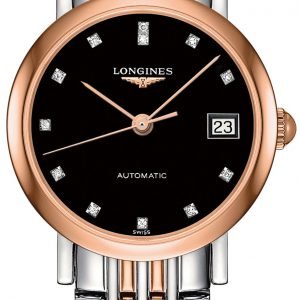 Longines Elegant L4.309.5.57.7 Kello Musta / 18k Punakultaa