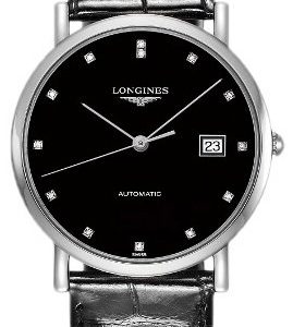 Longines Elegant L4.809.4.57.2 Kello Musta / Nahka