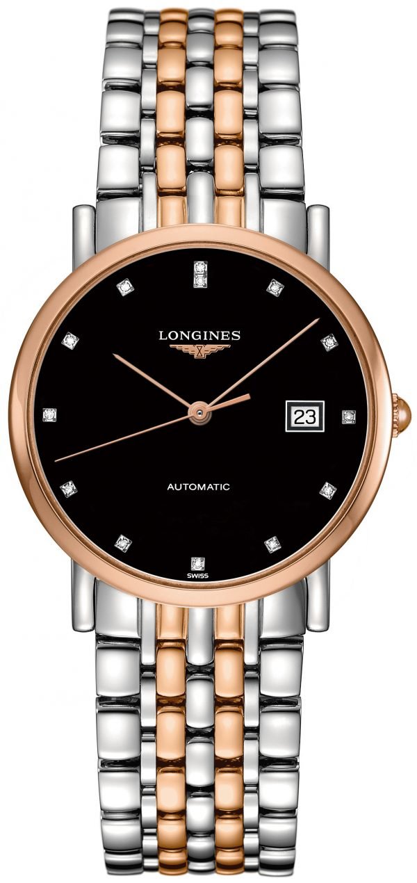 Longines Elegant L4.809.5.57.7 Kello Musta / 18k Punakultaa