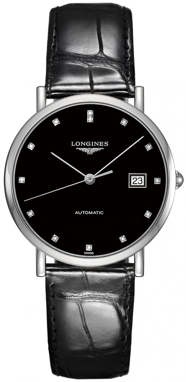 Longines Elegant L4.810.4.57.2 Kello Musta / Nahka