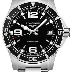 Longines Hydroconquest L3.340.4.56.6 Kello Musta / Teräs