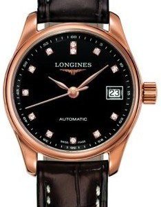 Longines Master L2.128.8.57.3 Kello Musta / Nahka