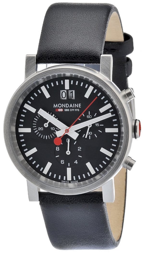 Mondaine Evo Big A690.30304.14sbb Kello Musta / Nahka