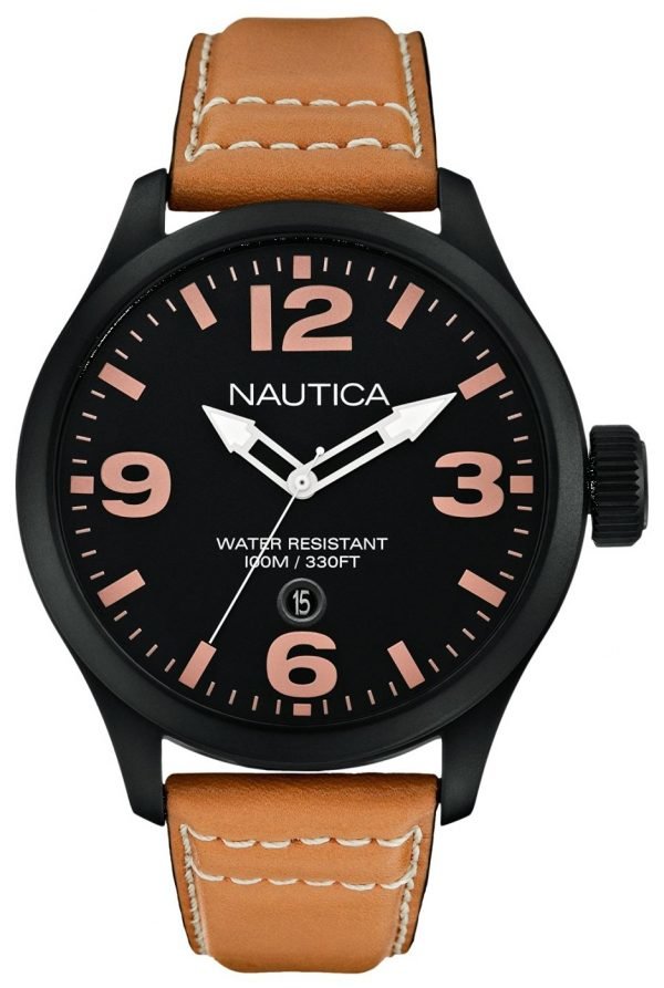 Nautica Analog A14633g Kello Musta / Nahka