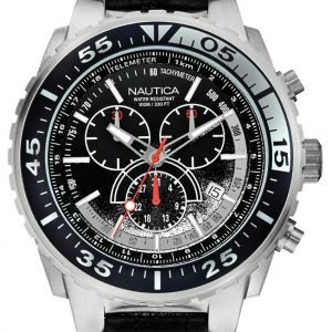 Nautica Chronograph A14678g Kello Musta / Nahka