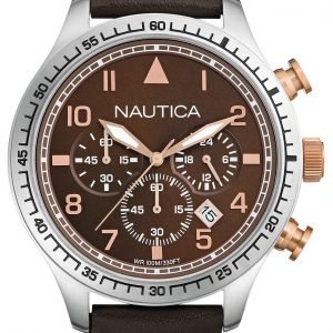 Nautica Chronograph A17655g Kello Ruskea / Nahka