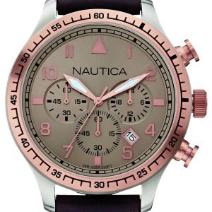 Nautica Chronograph A17656g Kello Beige / Nahka