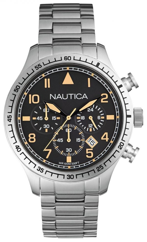 Nautica Chronograph A18712g Kello Musta / Teräs