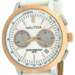 Nautica Chronograph N19579m Kello Valkoinen / Nahka