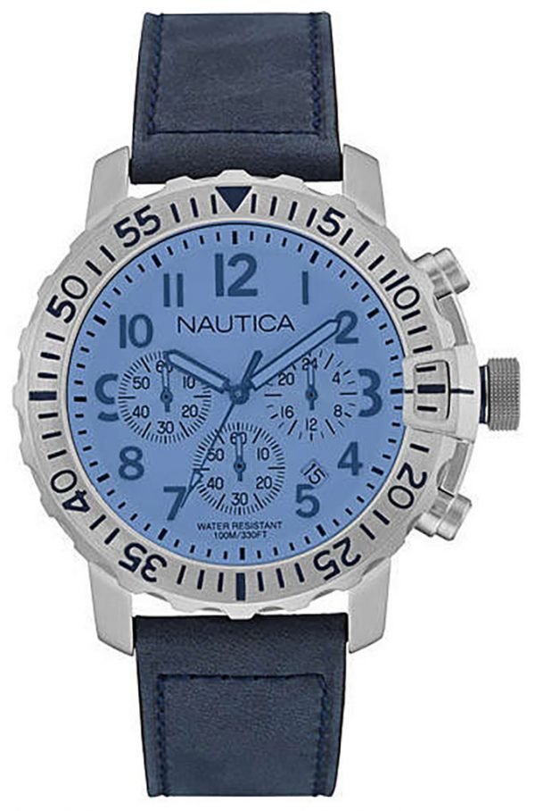 Nautica Chronograph Nai19534g Kello Sininen / Nahka