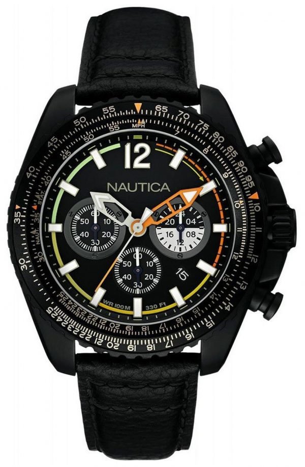 Nautica Chronograph Nai22506g Kello Musta / Nahka