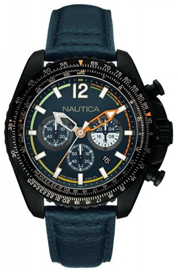 Nautica Chronograph Nai22507g Kello Sininen / Nahka