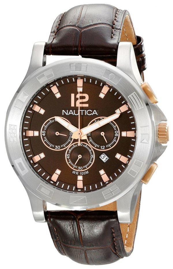 Nautica Ncs N22620g Kello Ruskea / Nahka