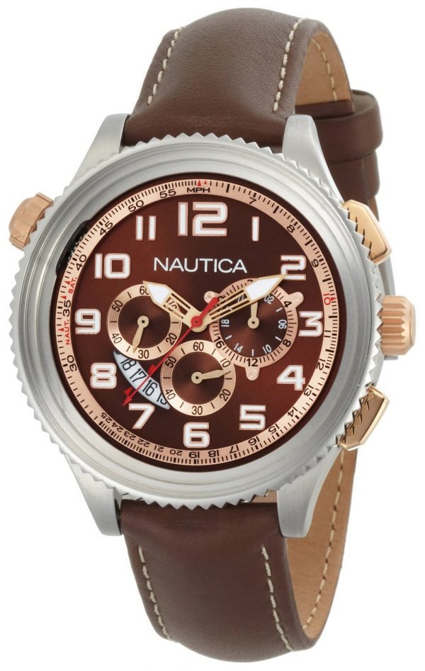 Nautica Ocn 46 N25014g Kello Ruskea / Nahka