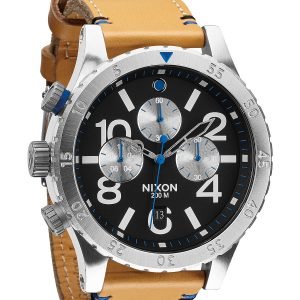 Nixon The 48-20 Chrono Leather A3631602-00 Kello Musta / Nahka