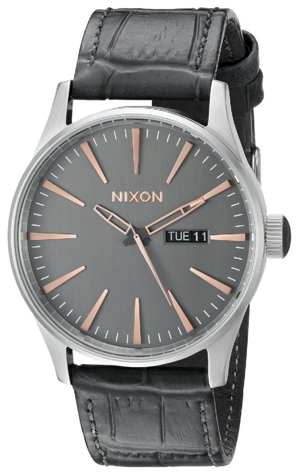 Nixon The Sentry A1052145-00 Kello Harmaa / Nahka