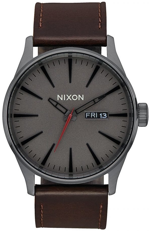 Nixon The Sentry A1052737-00 Kello Harmaa / Nahka