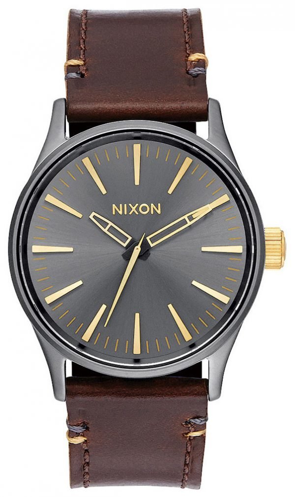 Nixon The Sentry A377595-00 Kello Harmaa / Nahka