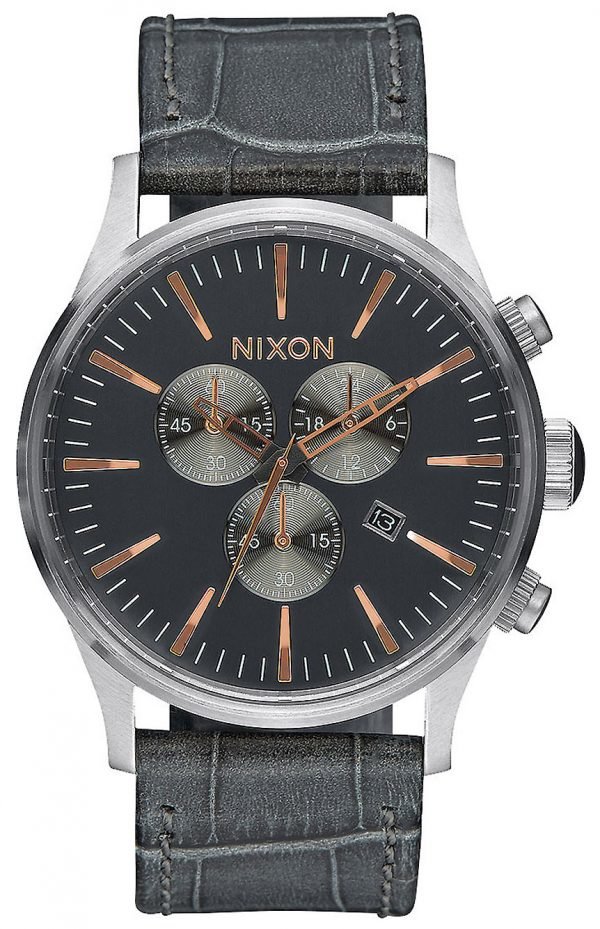 Nixon The Sentry A4052145-00 Kello Harmaa / Nahka