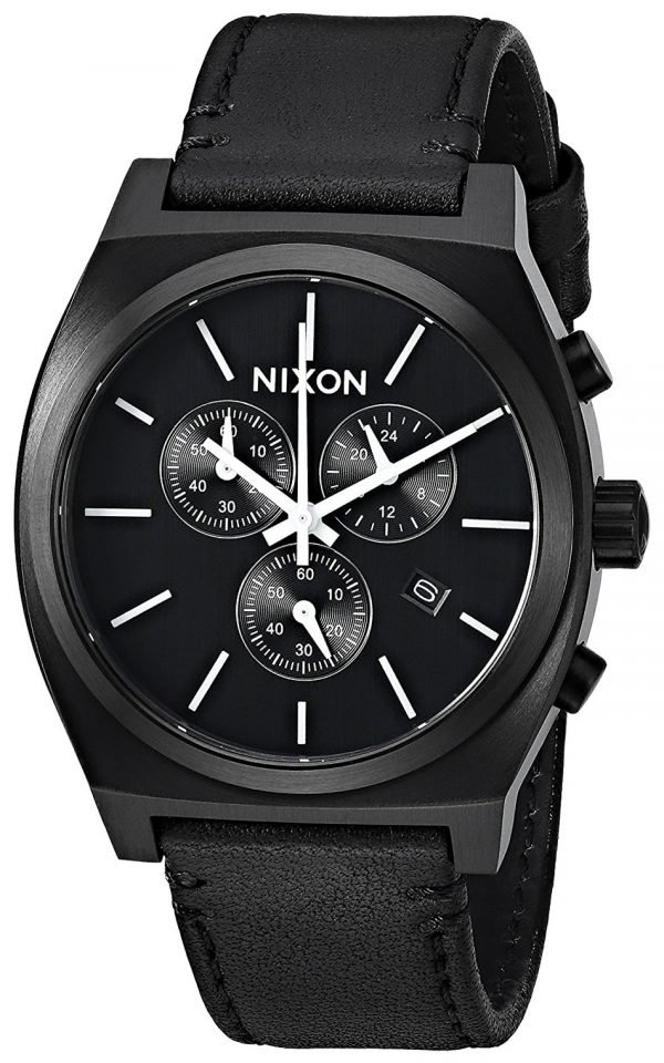 Nixon The Time Teller A1164756-00 Kello Musta / Nahka