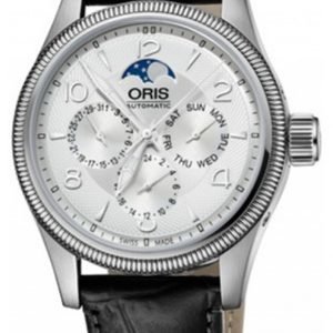 Oris Aviation 01 582 7678 4061-07 5 20 76fc Kello Hopea / Nahka