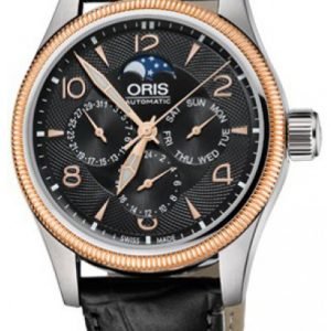 Oris Aviation 01 582 7678 4364-07 5 20 76fc Kello Musta / Nahka