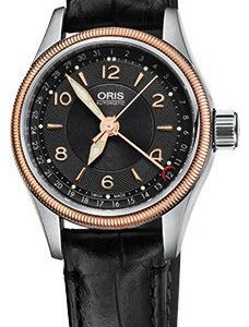 Oris Aviation 01 594 7680 4334-07 5 14 76fc Kello Musta / Nahka