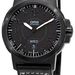 Oris Aviation 01 735 7641 4764-07 5 22 58bfc Kello Musta / Nahka