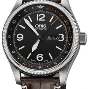 Oris Aviation 01 735 7728 4084-Set Ls Kroko Kello Musta / Nahka