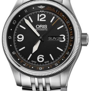 Oris Aviation 01 735 7728 4084-Set Mb Kello Musta / Teräs