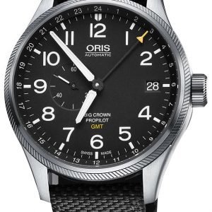 Oris Aviation 01 748 7710 4164-07 5 22 15fc Kello Musta / Nahka